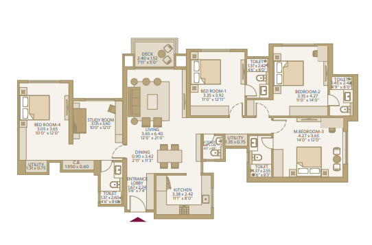 4.5 BHK Floor Plan